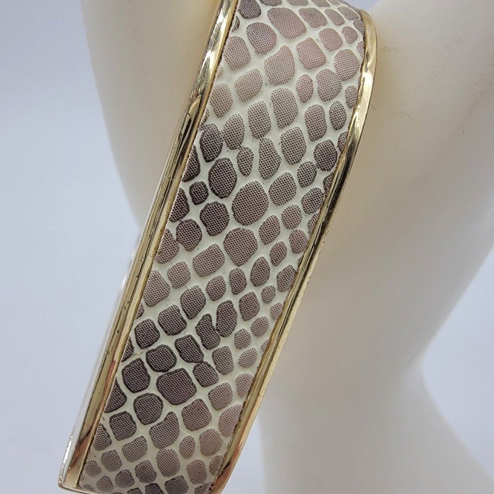 Snakeskin Print Bracelet Square Hinged Bracelet Clamper Bangle - Picture 2 of 6